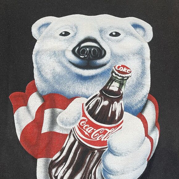 Vintage 1995 Coca Cola Coke Soda Polar Bear Crewneck Sweatshirt Sz L Retro USA - Picture 8 of 14